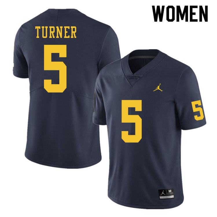 Women #5 DJ Turner Michigan Wolverines College Football Jerseys Sale-Navy